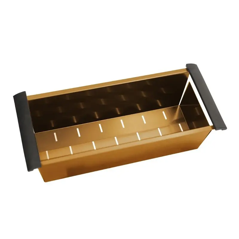 [41629] Brushed Brass Stainless Steel Kitchen Sink Colander 440*190*130mm