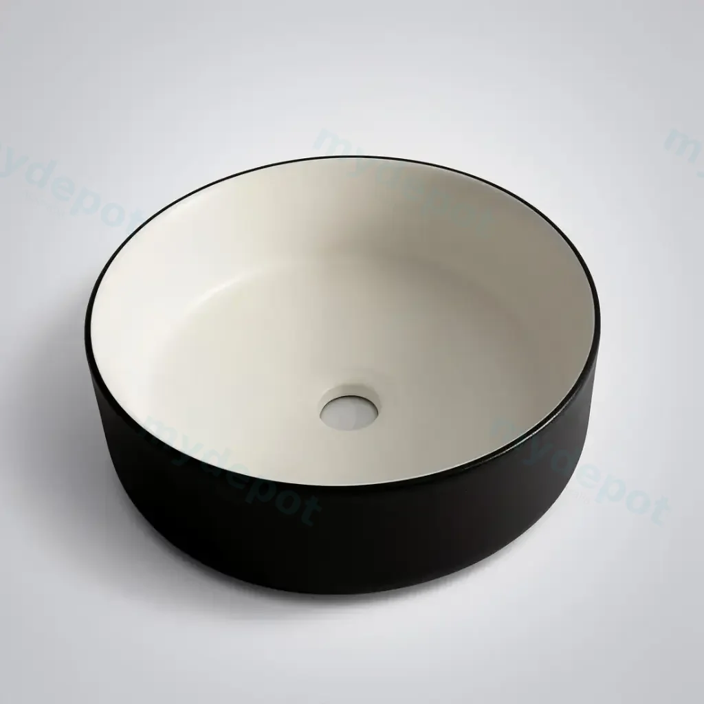 360*360*125mm Polar Black Textured Exterior Finish & Matte White Interior Finish Above Counter Basin(32mm Nonoverflow)