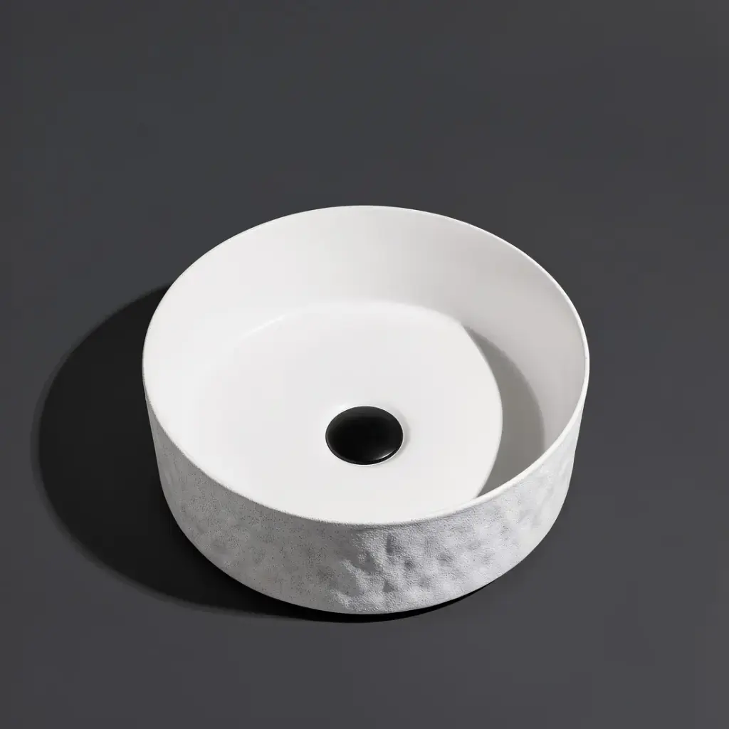 [41637] 365*365*120mm Polar Textured Exterior Finish With Diamond Pattern & Matte White Interior Finish Above Counter Basin(32mm Nonoverflow)