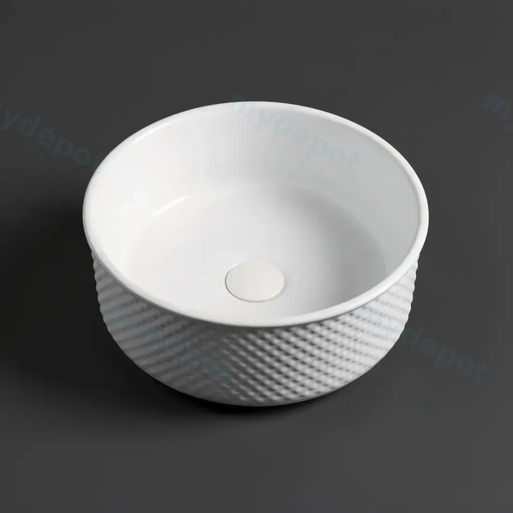 385*385*140mm Polar Subtly Textured Exterior With Matte White Interior Finish Above Counter Basin(32mm Nonverflow)