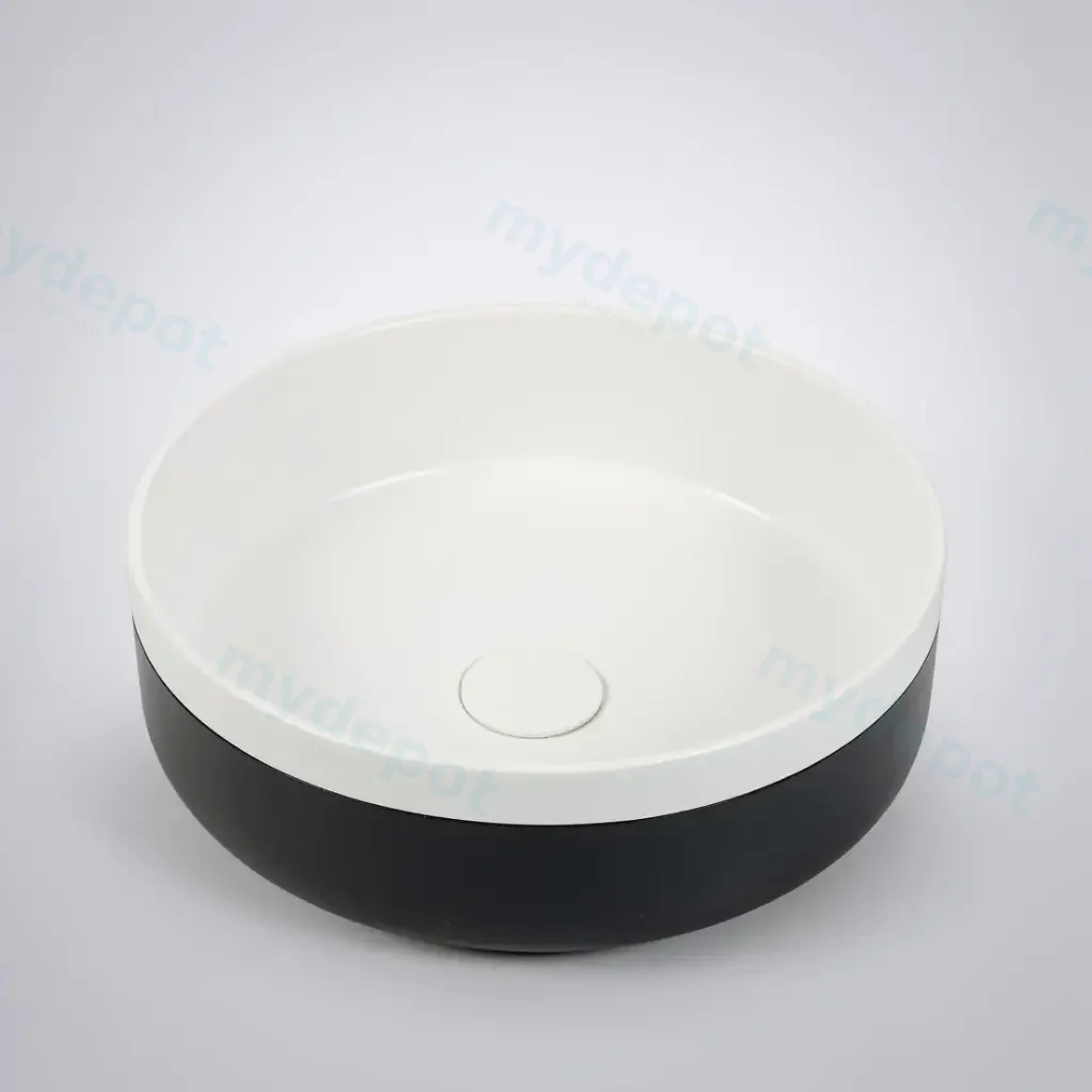 [41645] 375*375*135mm Color Plus Textured Exterior Finish With Matte Black Edges & Matte Dark Grey Interior Finish Above Counter Basin(32mm Nonoverflow)