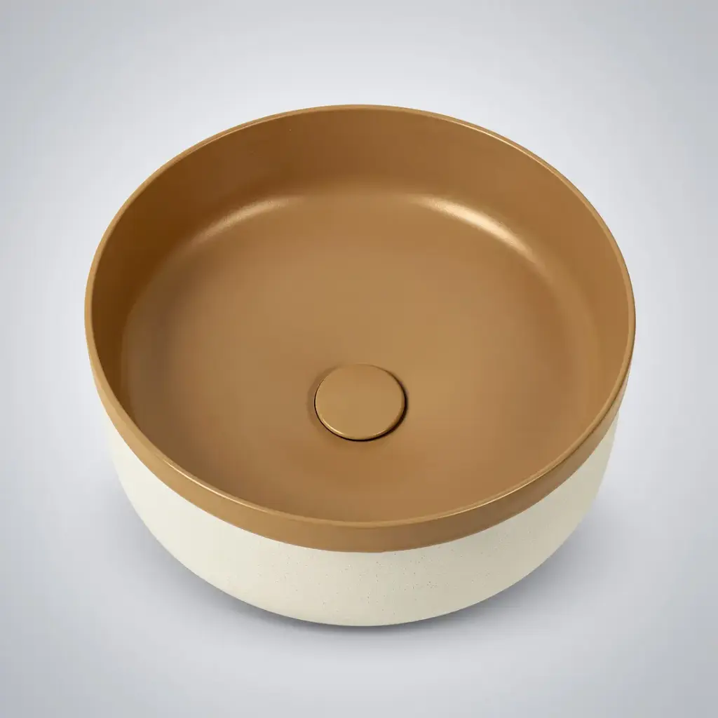 375*375*135mm Color Plus Textured Exterior Finish & Matte Light Brown Interior Finish Above Counter Basin(32mm Nonoverflow)