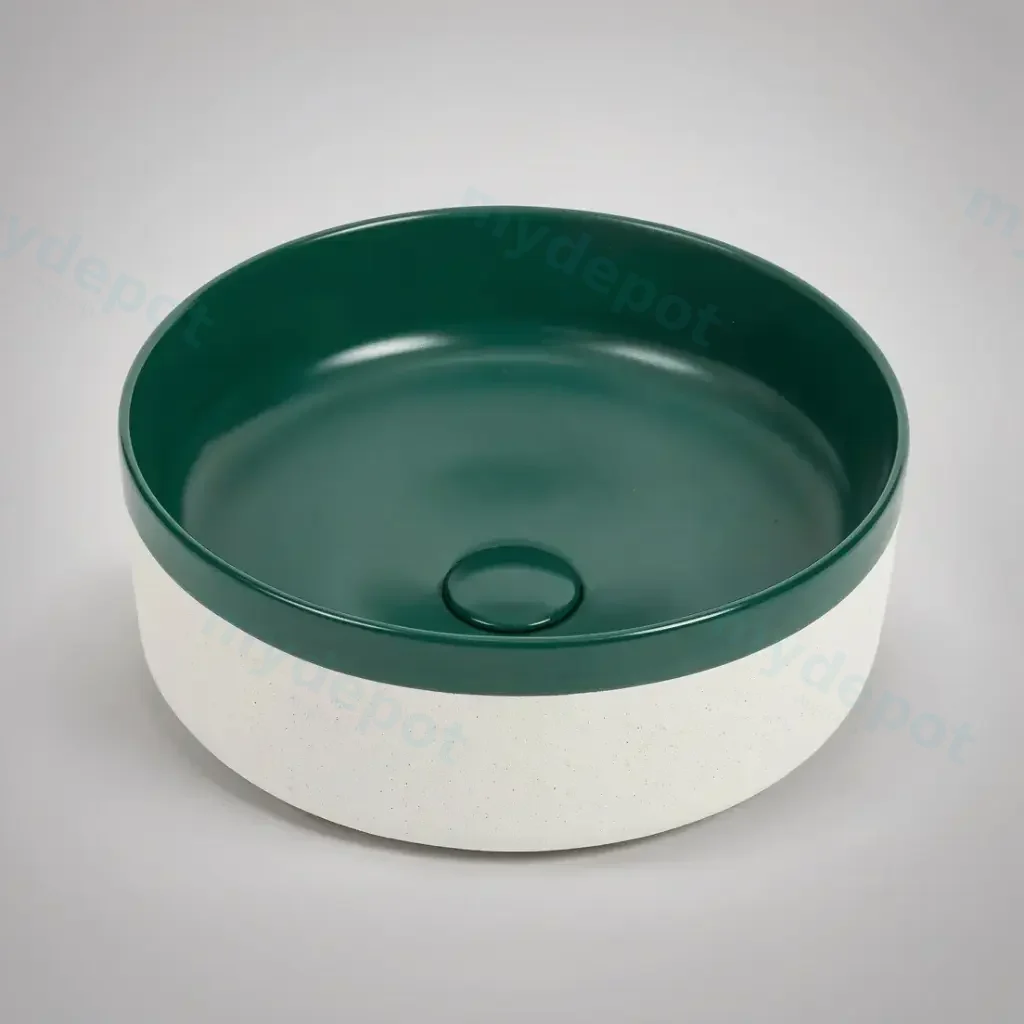 375*375*135mm Color Plus Textured Exterior Finish & Matte Green Interior Finish Above Counter Basin(32mm Nonoverflow)