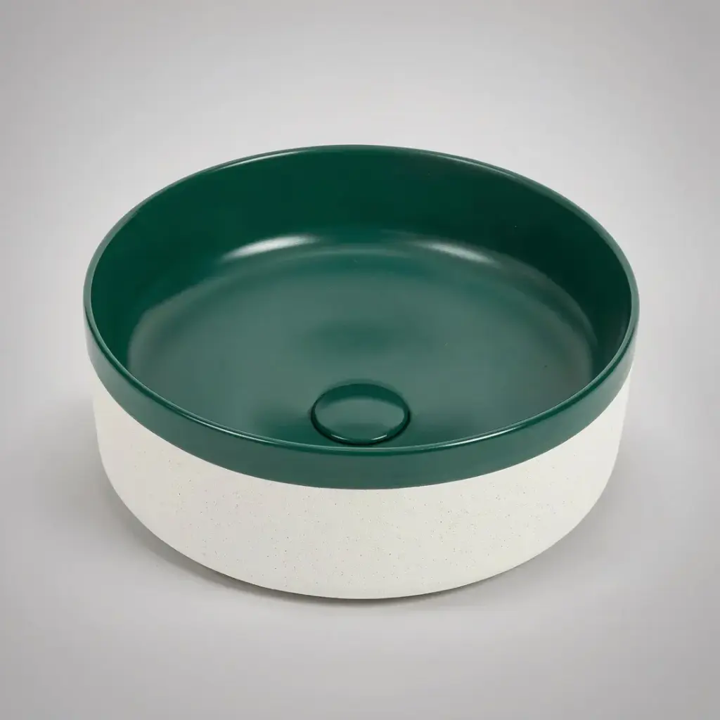 [41653] 375*375*135mm Color Plus Textured Exterior Finish & Matte Green Interior Finish Above Counter Basin(32mm Nonoverflow)