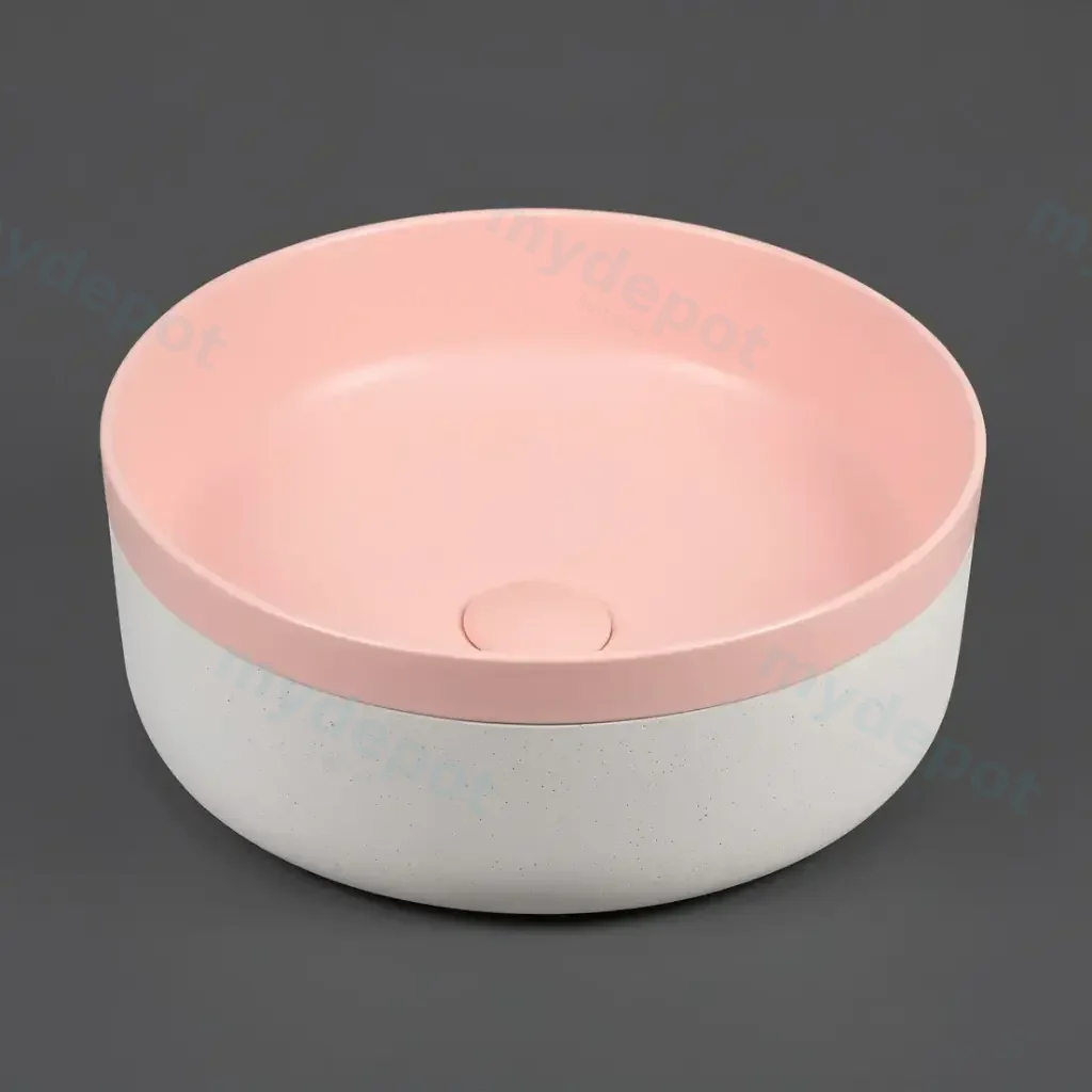 375*375*135mm Color Plus Textured Exterior Finish & Matte Pink Interior Finish Above Counter Basin(32mm Nonoverflow)