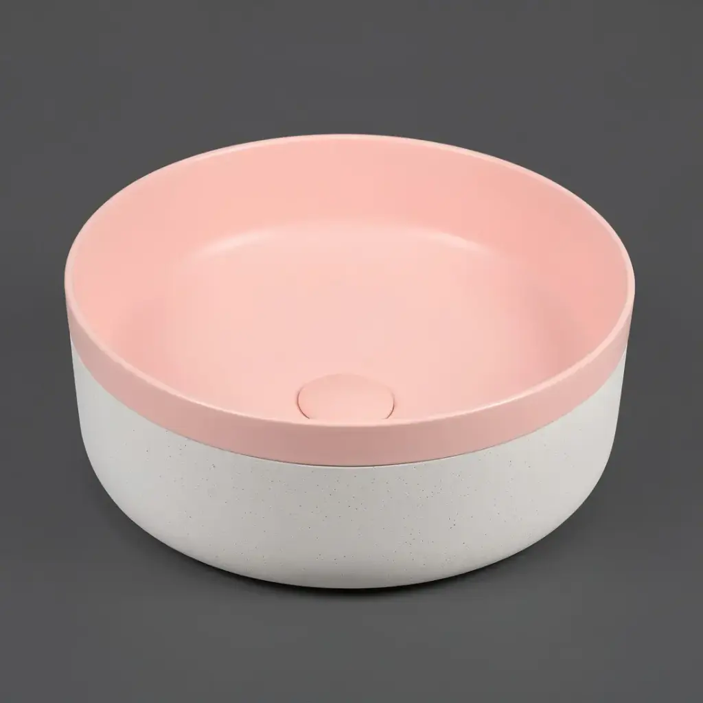 [41654] 375*375*135mm Color Plus Textured Exterior Finish & Matte Pink Interior Finish Above Counter Basin(32mm Nonoverflow)