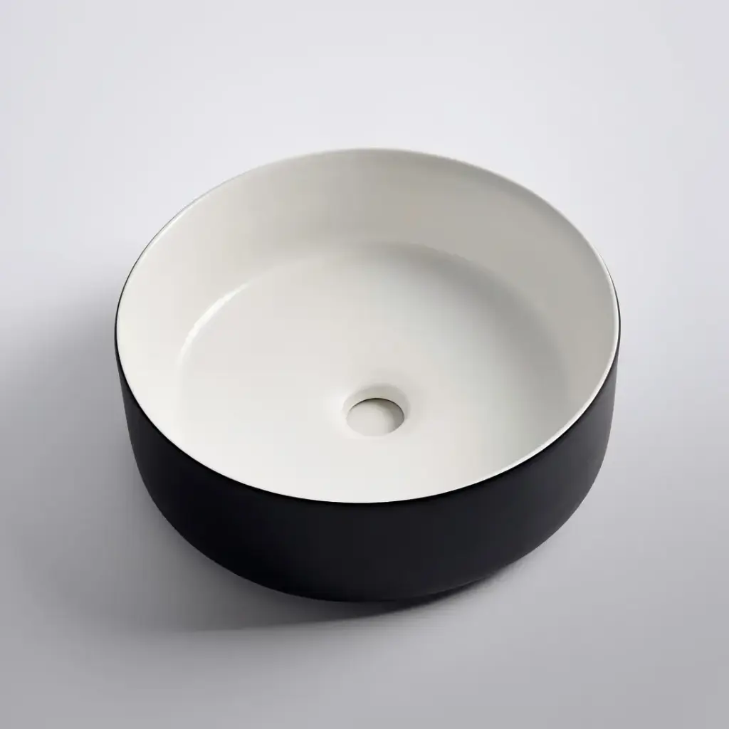 [41664] 360*360*125mm Matte Black Exterior Finish & Matte White Interior Finish Above Counter Basin(32mm Nonoverflow)
