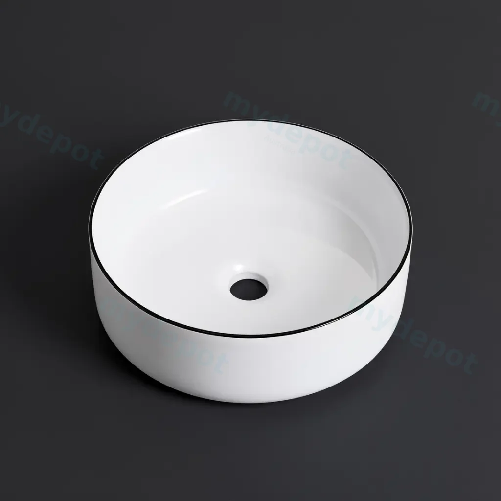 360*360*125mm Gloss White With Black Rim Above Counter Basin(32mm Nonoverflow)