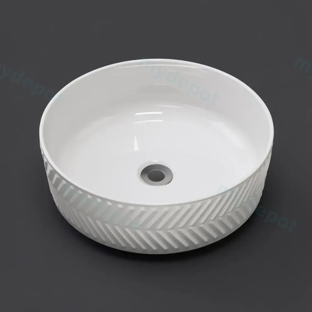 [41669] 365*365*120mm Gloss White With Arrow Design Above Counter Basin(32mm Nonoverflow)