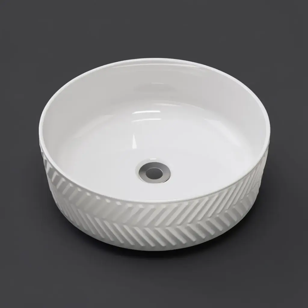 365*365*120mm Gloss White With Arrow Design Above Counter Basin(32mm Nonoverflow)