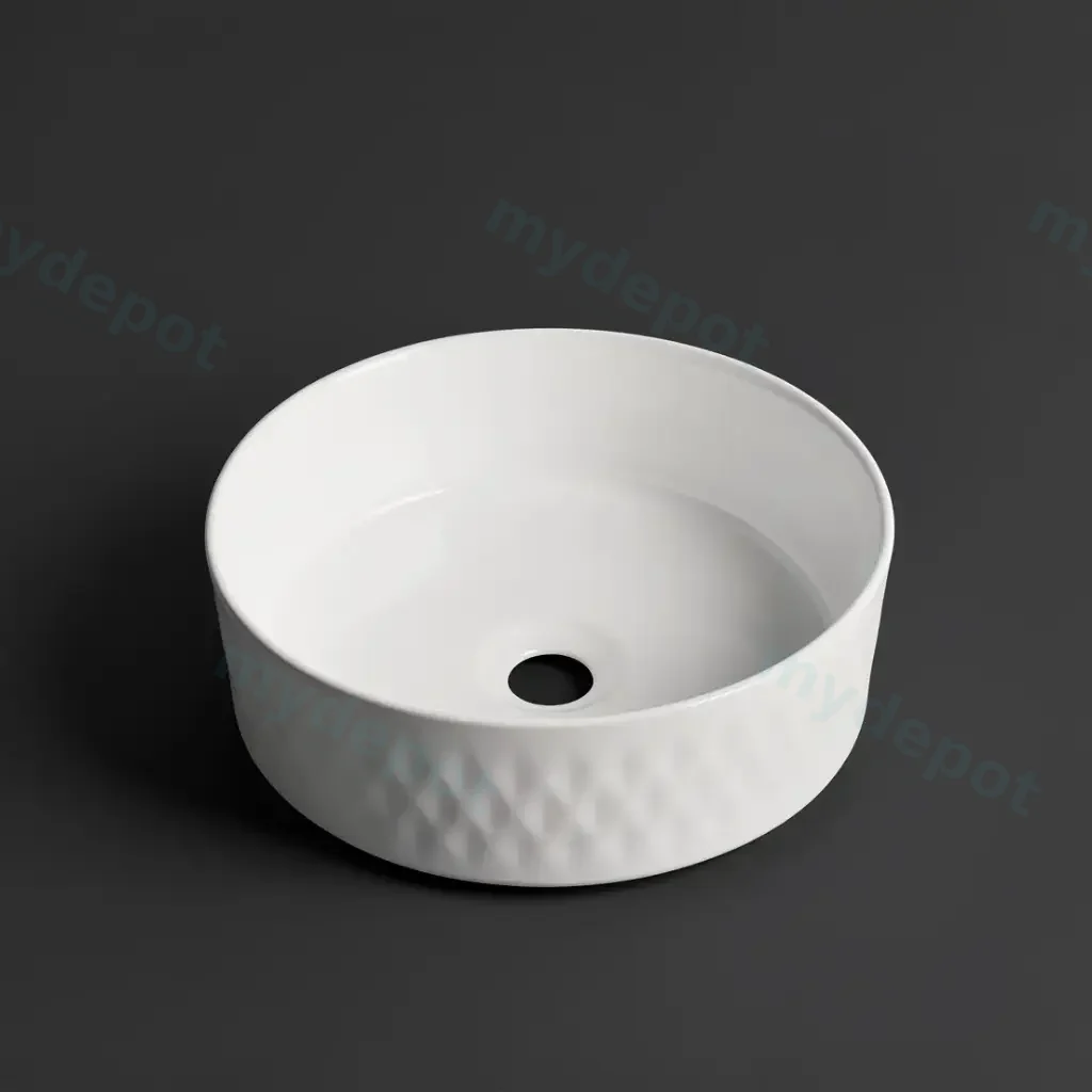 365*365*120mm Gloss White With Diamond Design Above Counter Basin(32mm Nonoverflow)