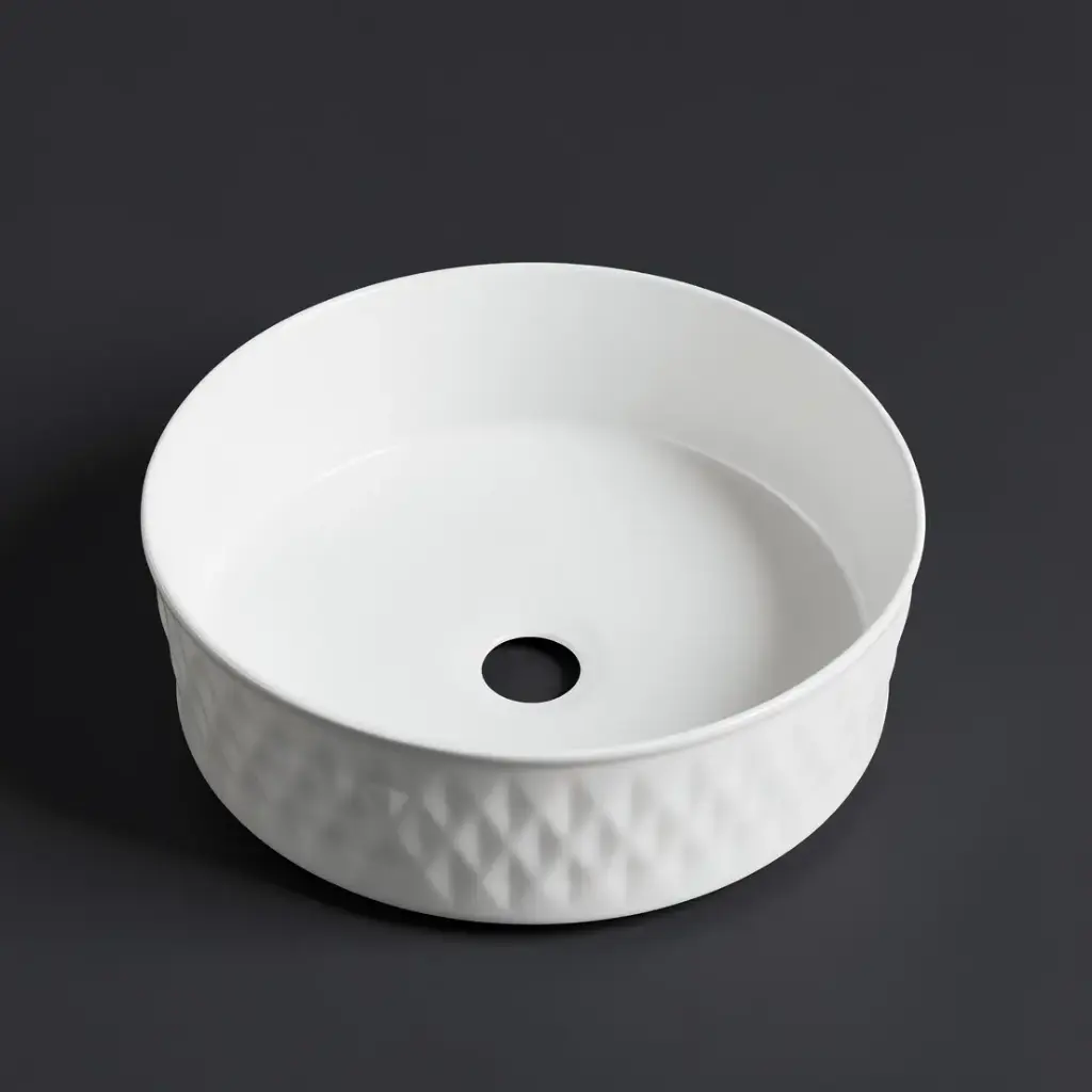 365*365*120mm Matte White With Diamond Design Above Counter Basin(32mm Nonoverflow)