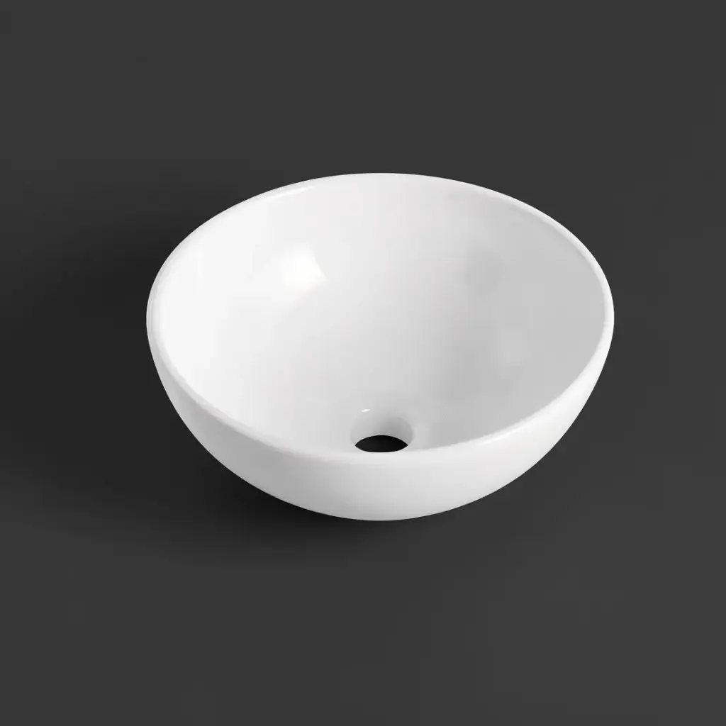 [41680] 330*330*130mm Gloss White Above Counter Basin(32mm Nonoverflow)