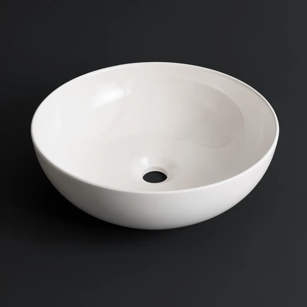 400*400*135mm Gloss White Above Counter Basin(32mm Nonoverflow)