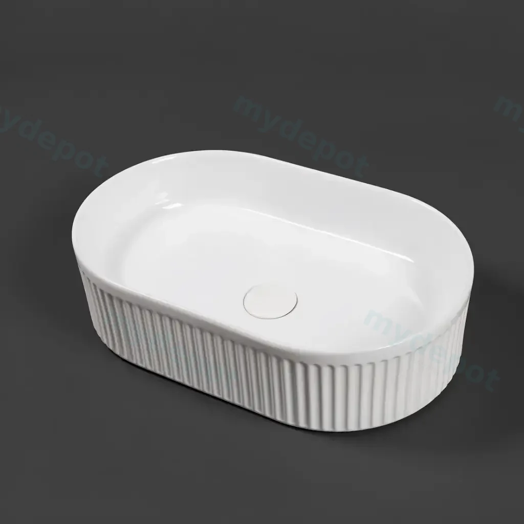 490*310*130mm Gloss White With Fluted Design Above Counter Basin(32mm Nonoverflow)