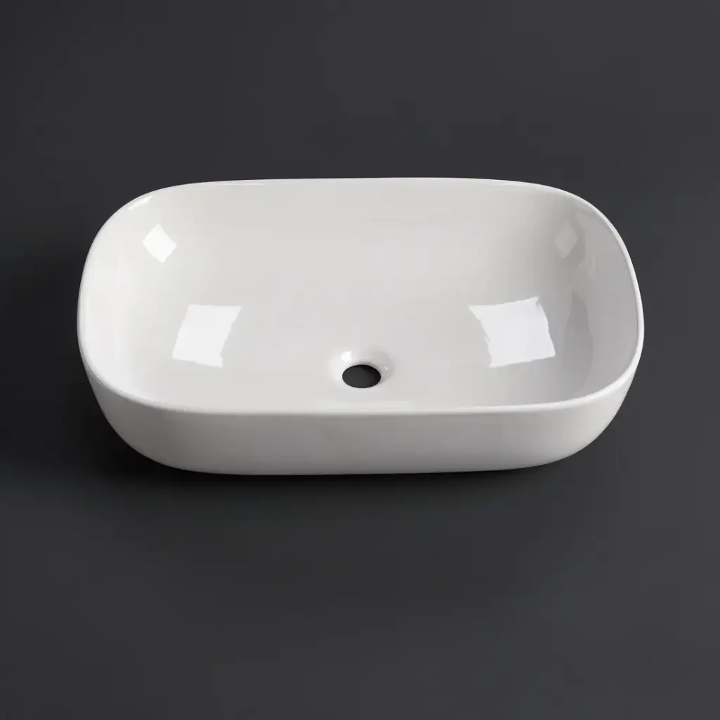 [41702] 610*400*150mm Gloss White Above Counter Basin(32mm Nonoverflow)