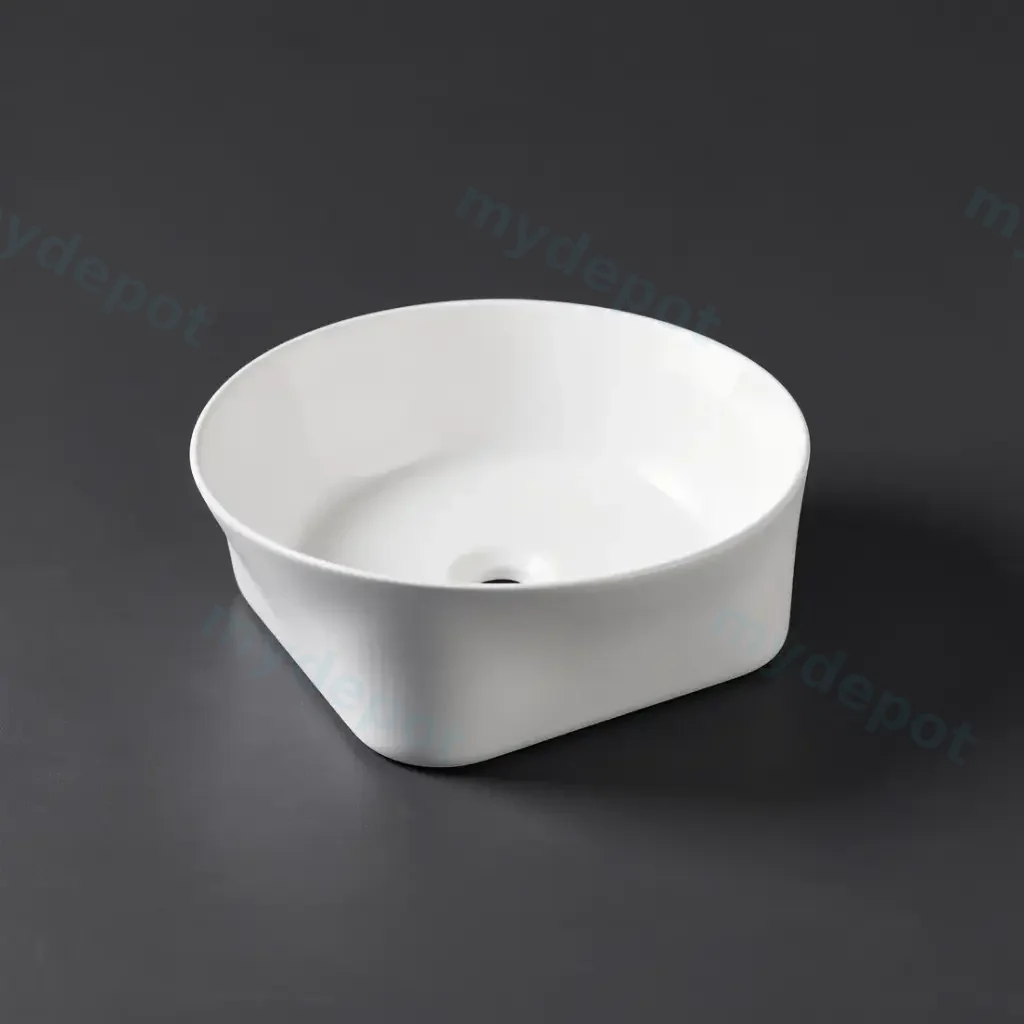 [41709] 400*400*140mm Gloss White Above Counter Basin(32mm Nonoverflow)
