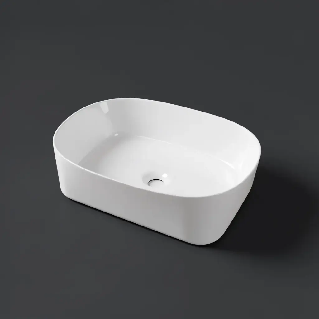 500*360*140mm Gloss White Above Counter Basin(32mm Nonoverflow)