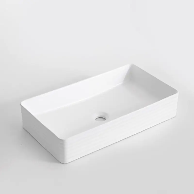 [41717] 600*340*110mm Gloss White With Fluted Design Above Counter Basin(32mm Nonoverflow)