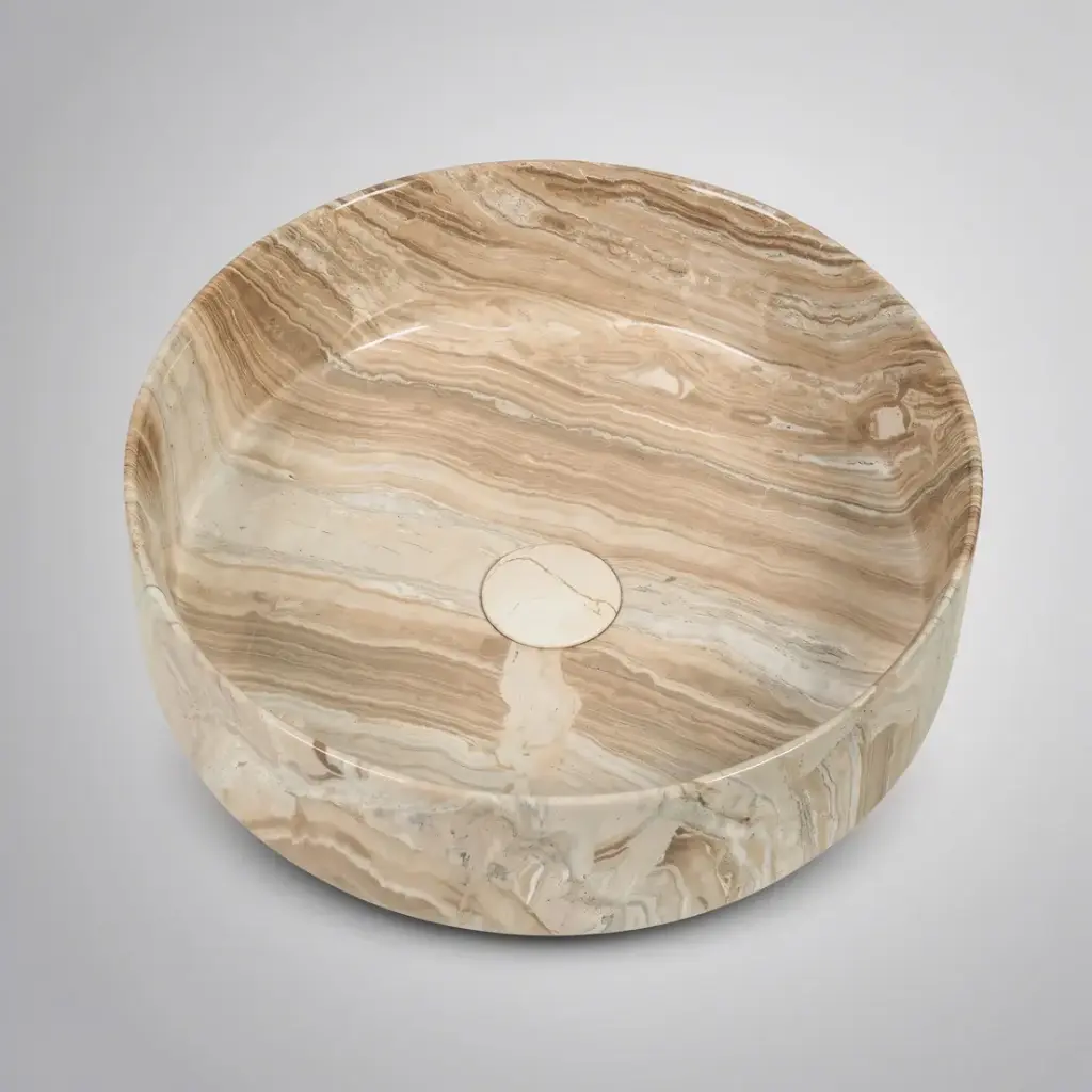 [41720] 405*405*130mm Stone-look Glossy Finish Above Counter Basin(32mm Nonoverflow)