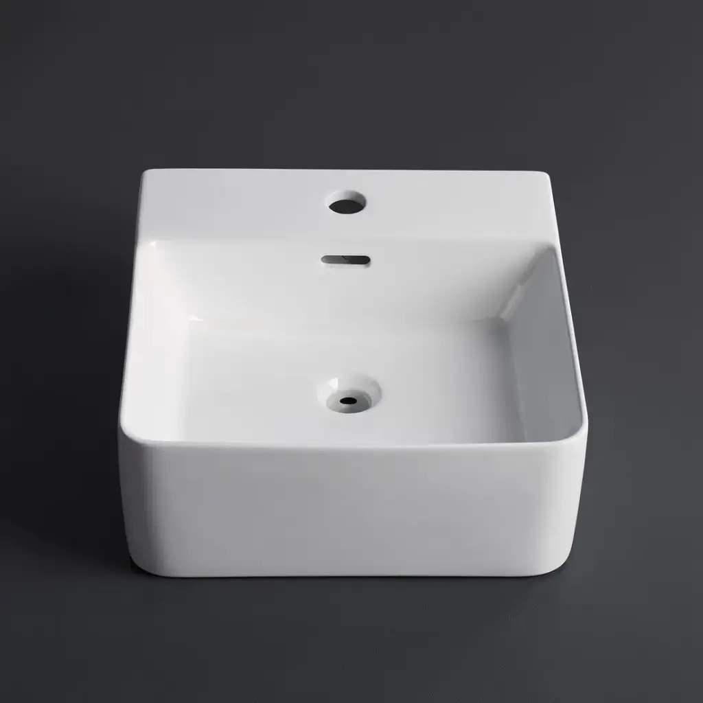[41724] 420*400*155mm Gloss White Wall Hung Basin(32mm Overflow+1 Tap Hole)