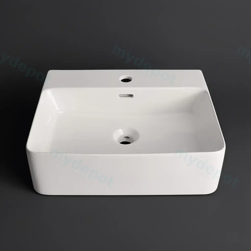 520*420*155mm Gloss White Wall Hung Basin(32mm Overflow+1 Tap Hole)
