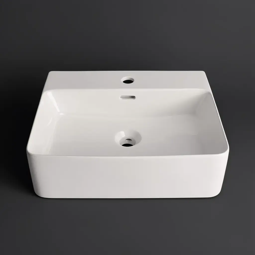 [41727] 520*420*155mm Gloss White Wall Hung Basin(32mm Overflow+1 Tap Hole)