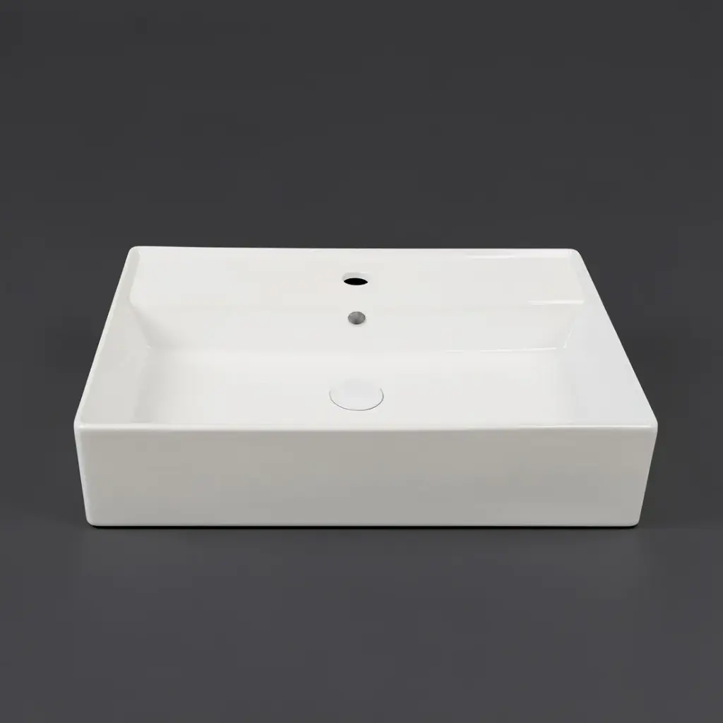 [41728] 605*420*150mm Gloss White Wall Hung Basin(32mm Overflow+1 Tap Hole)