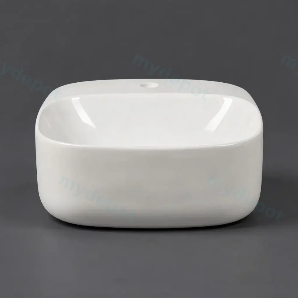 420*420*155mm Gloss White Wall Hung Basin(32mm Nonverflow+1 Tap Hole)