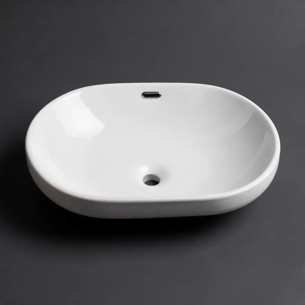 605*405*180mm Gloss White Insert Basin(32mm Overflow)