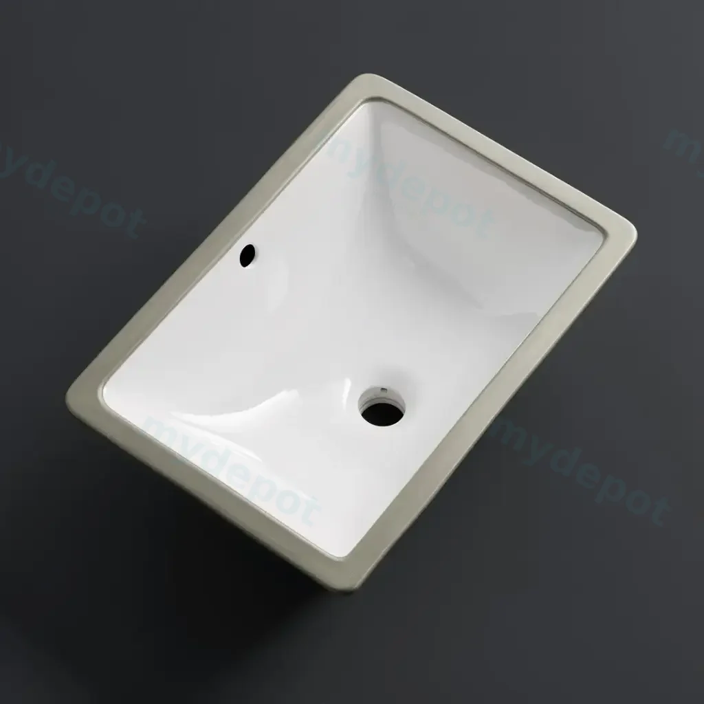 [41733] 465*335*180mm Gloss White Undermount Basin(32mm Overflow)