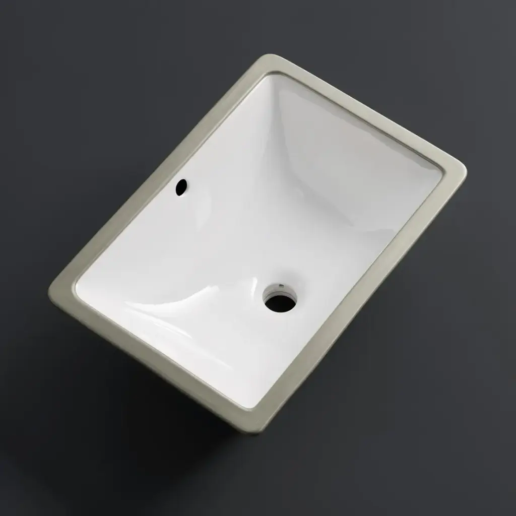 465*335*180mm Gloss White Undermount Basin(32mm Overflow)