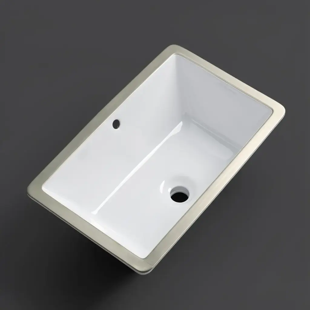 [41735] 530*340*180mm Gloss White Undermount Basin(32mm Overflow)