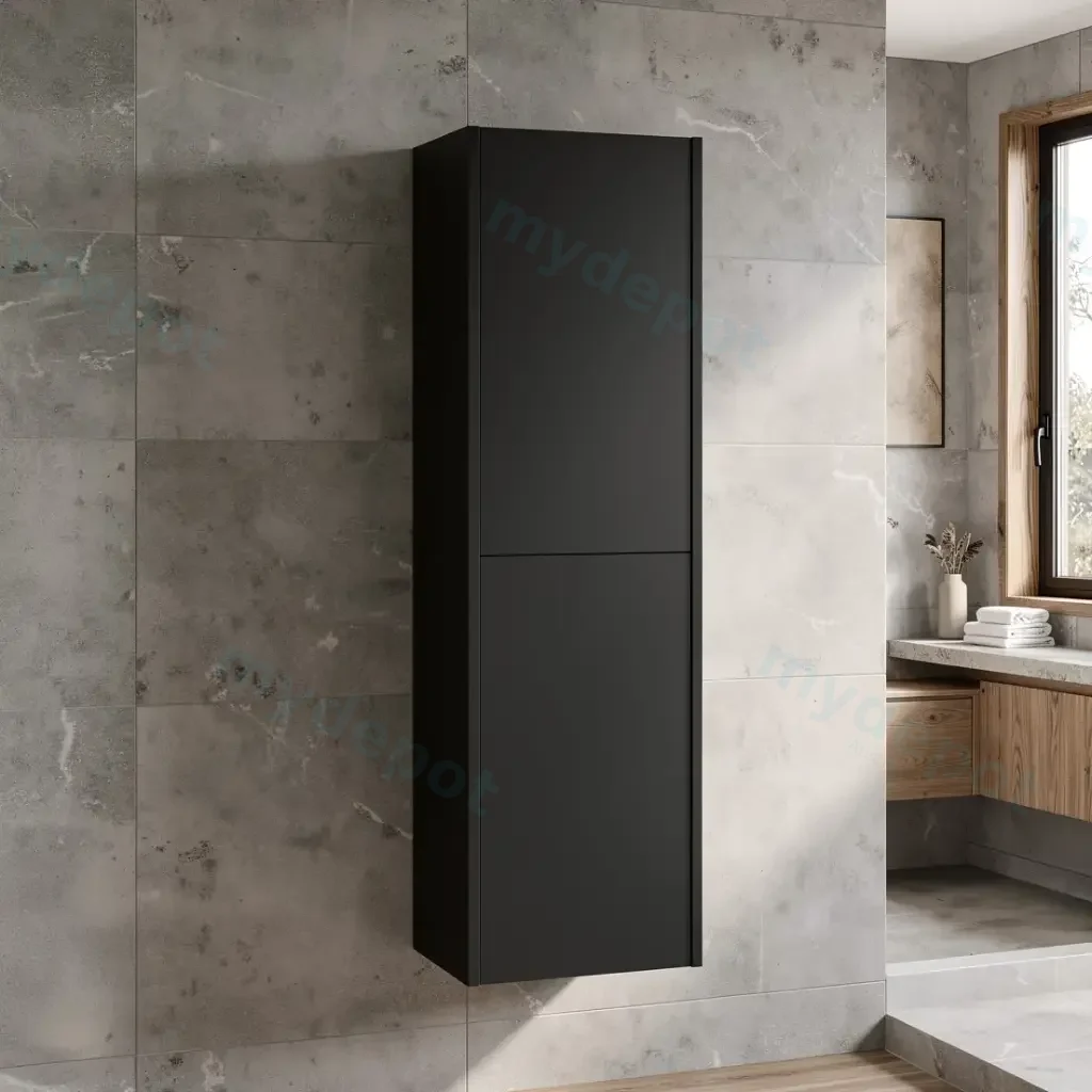 [98593/TB1350-MB] Customised Kiama Tall Boy Cabinet - Matte Black - 400L x 300D x 1350H mm - 2 Doors