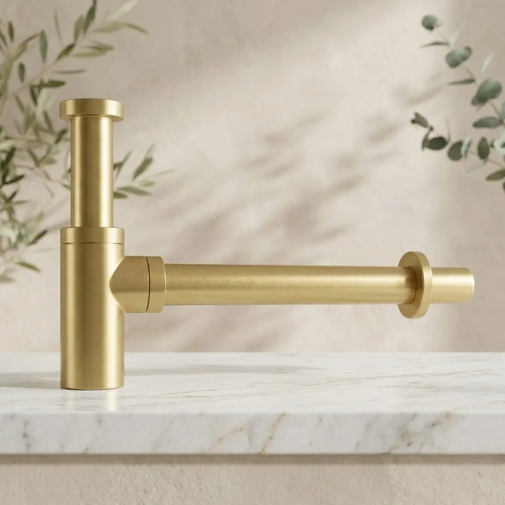 [42108] Round Brushed Brass Bottle Trap 32mm