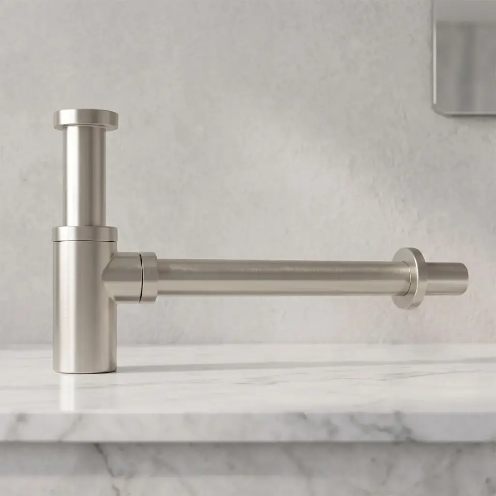 [42109] Round Brushed Nickel Bottle Trap 32mm