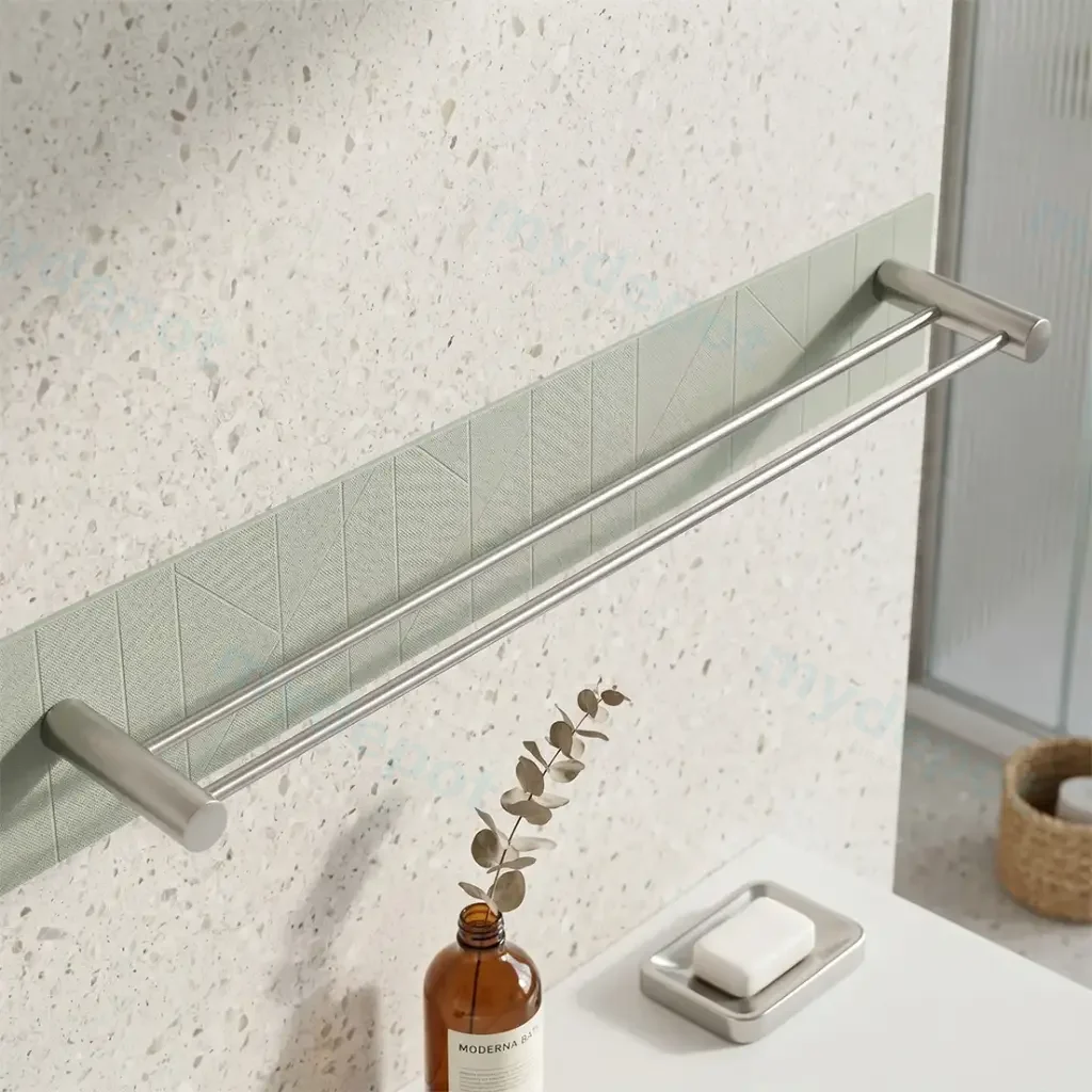 [42119] Brushed Nickel Double Towel Rail 600mm
